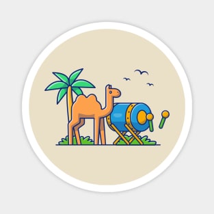 Camel With Bedug Moslem Drum Cartoon Magnet